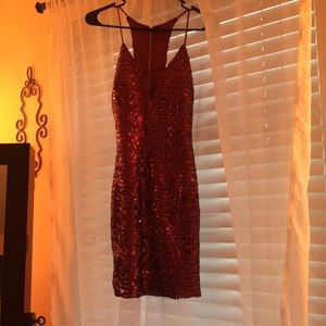 Dark red sequin dress